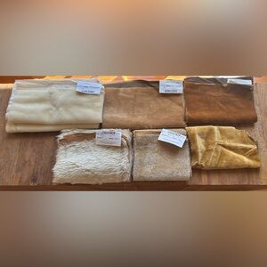 7 PC VTG GERMAN MOHAIR FABRIC IN CREAM & BROWN TONES CRAFTER ARTISAN TOY MAKERS